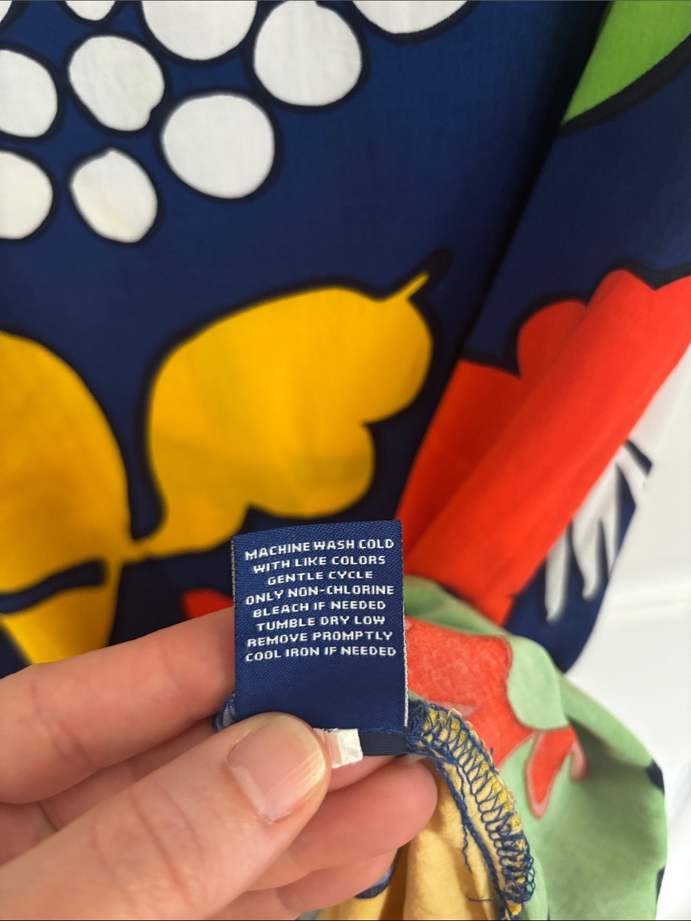 Marimekko Navy Blue Floral Mini Dress with Red, Yellow & Green - Picture 8 of 8